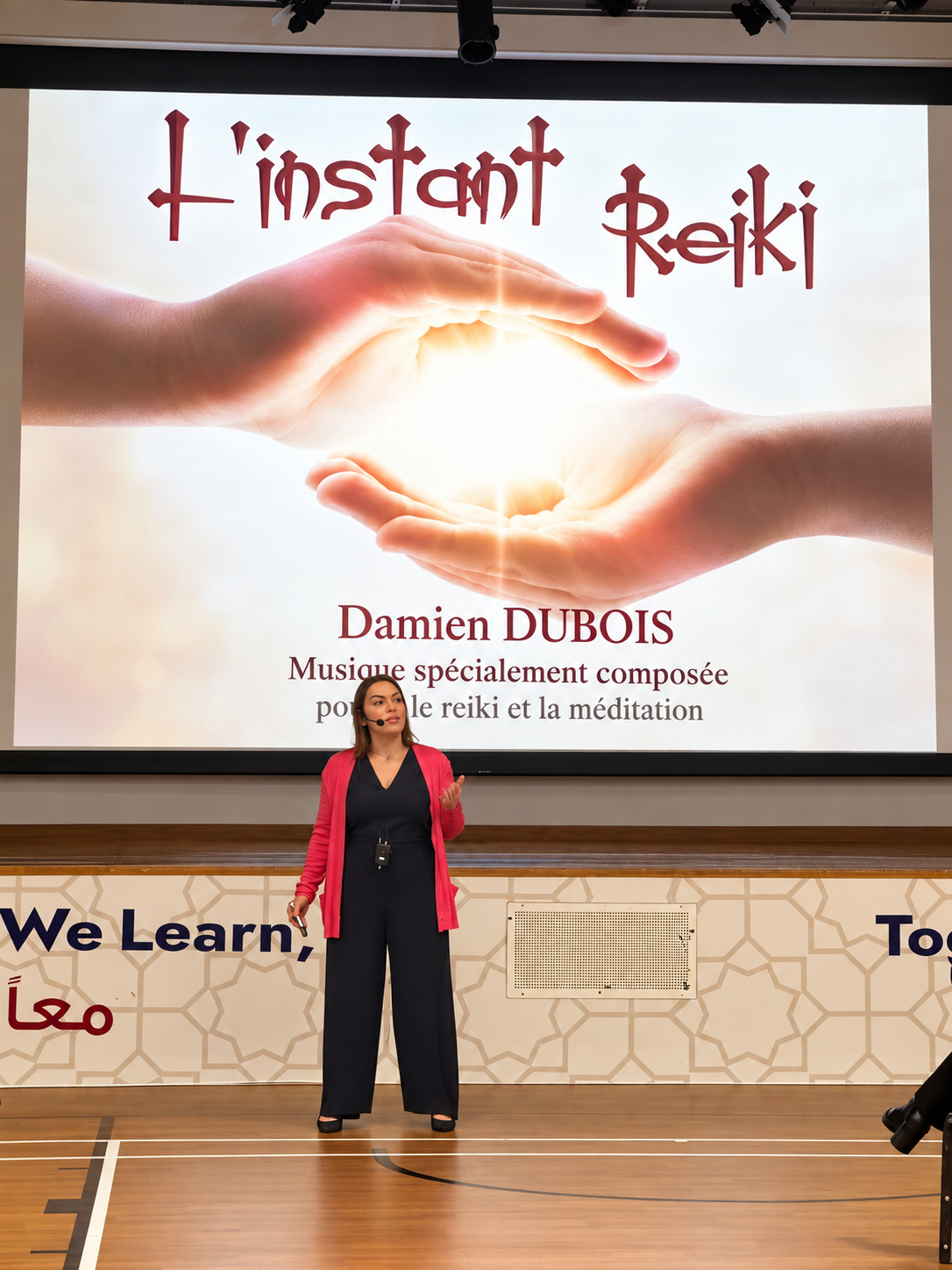 Suha presenting during a corporate wellness session